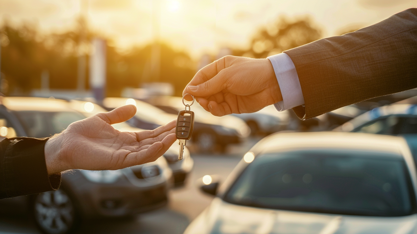 Entrega de llaves de auto usado en concesionario